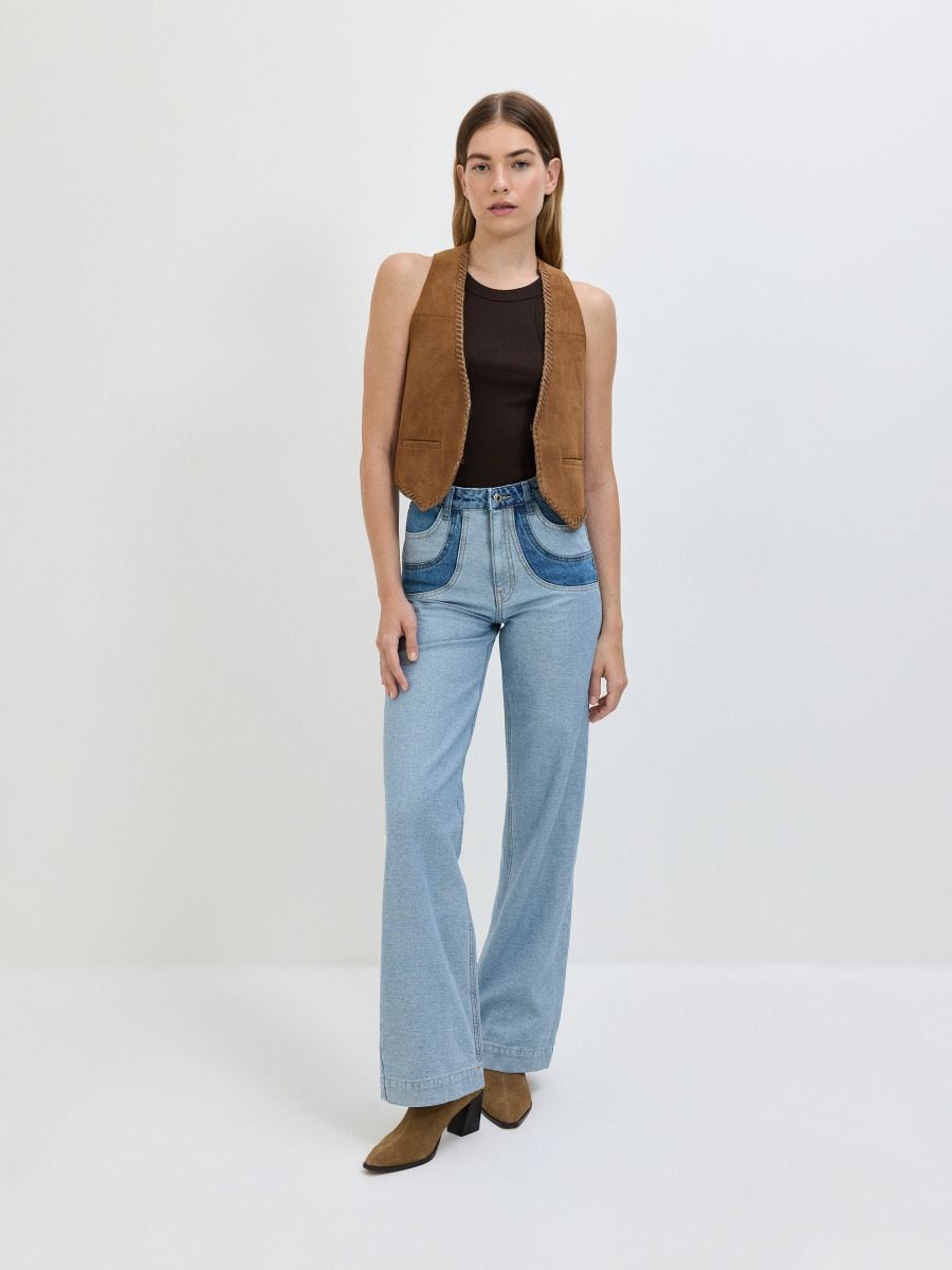 Jeans met contrasterende inzetten - blauw - RESERVED