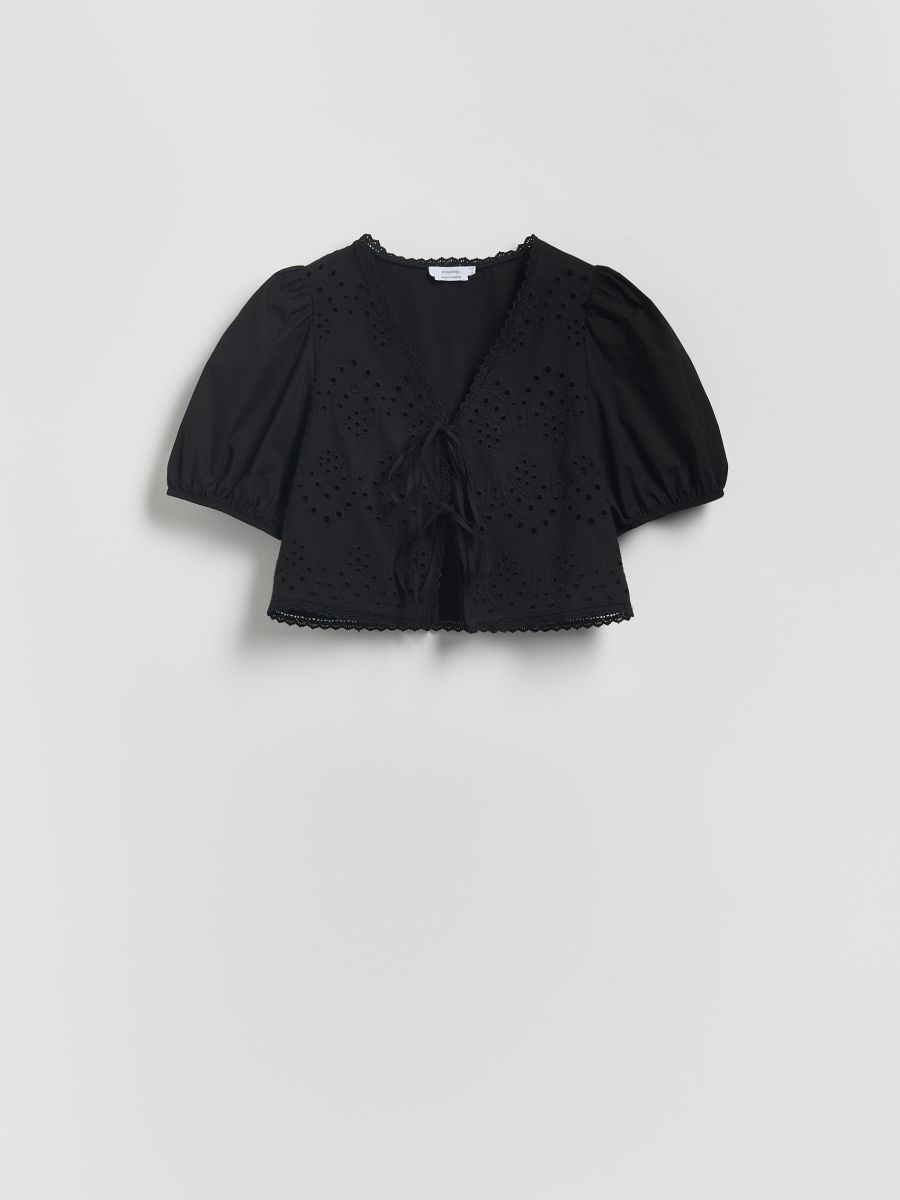 LADIES` BLOUSE - SVART - RESERVED