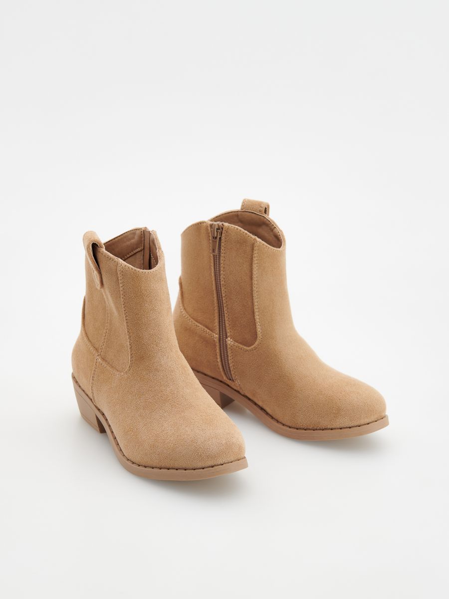 Bottes façon cowboy en daim - Beige - RESERVED - 2