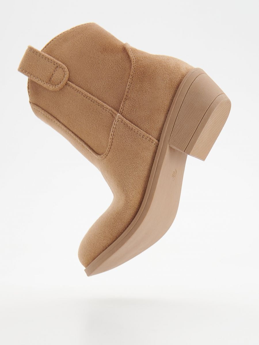 Bottes façon cowboy en daim - Beige - RESERVED - 5