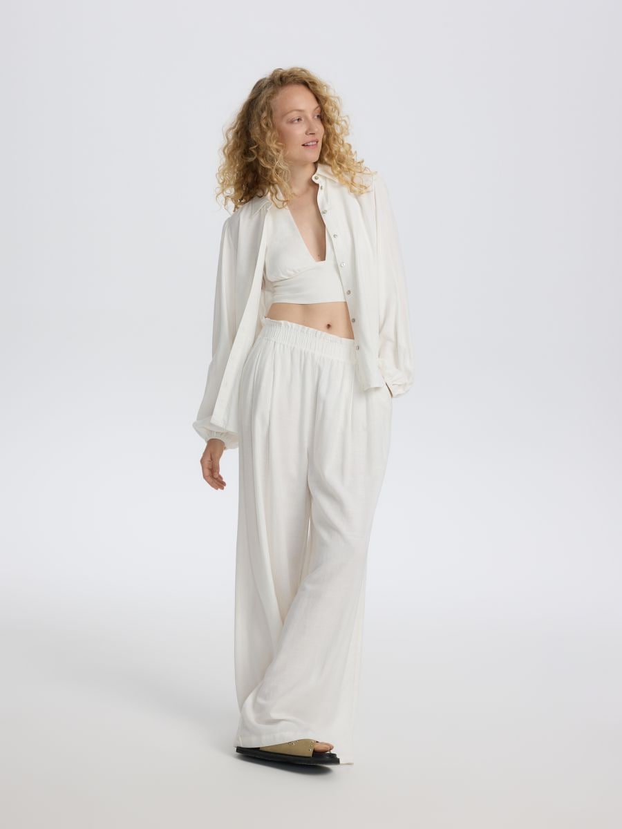 Linen blend top - cream - RESERVED - 2