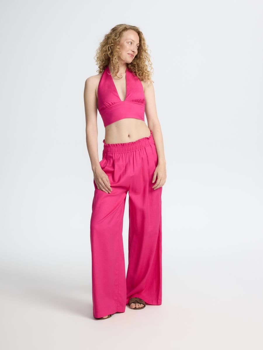 Linen blend top - fuchsia - RESERVED - 4
