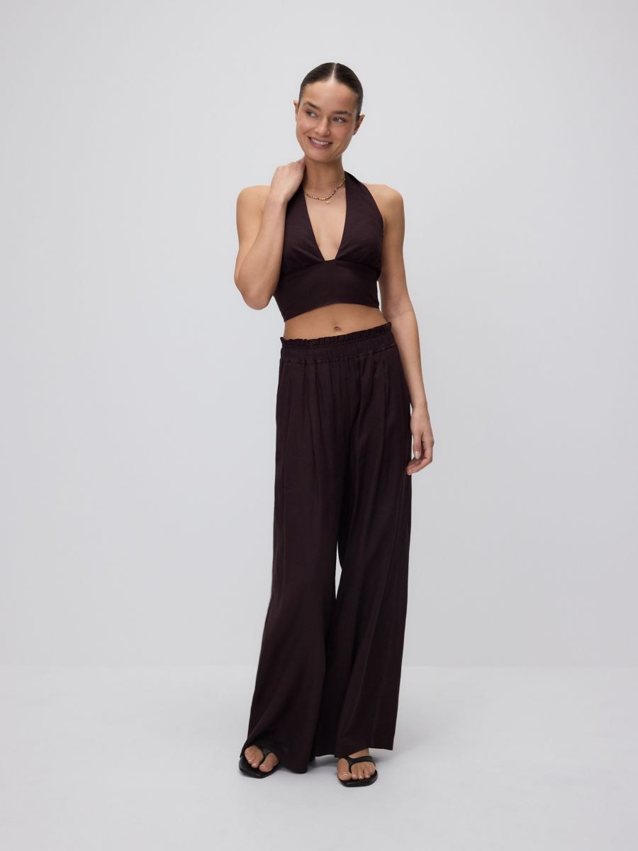 Linen blend top - dark brown - RESERVED - 3