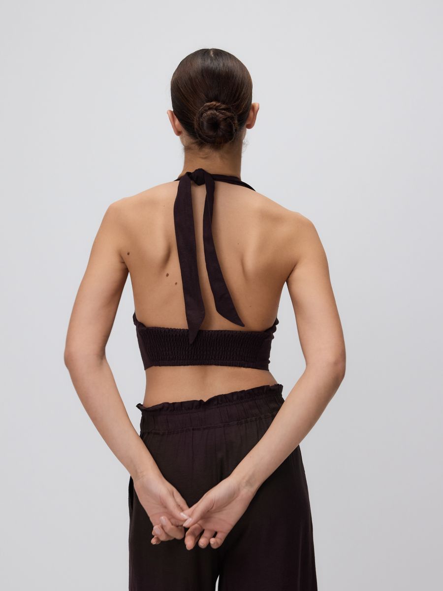 Linen blend top - dark brown - RESERVED - 6