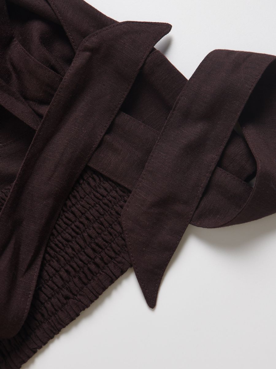 Linen blend top - dark brown - RESERVED - 6