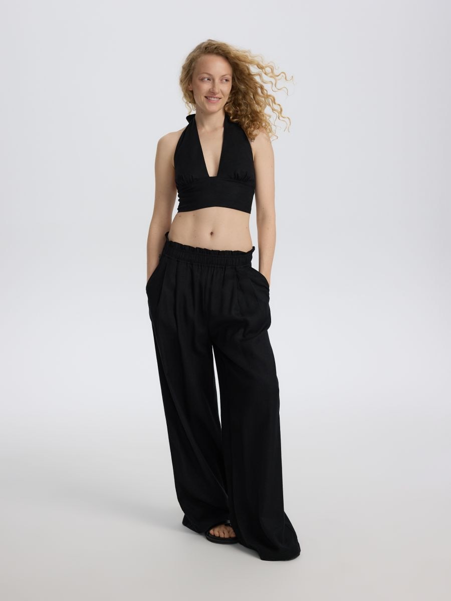 Linen blend top - black - RESERVED - 3
