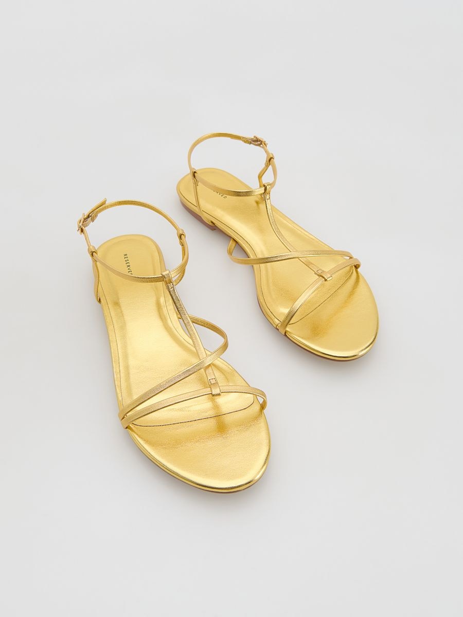 Leather sandals with metallic effect - golden - RESERVED - 2
