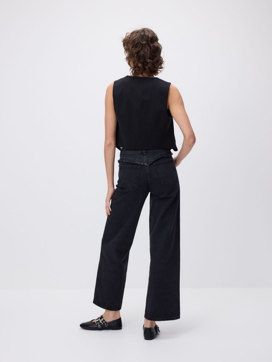 Straight jeans with stitching - black - RESERVED - 3