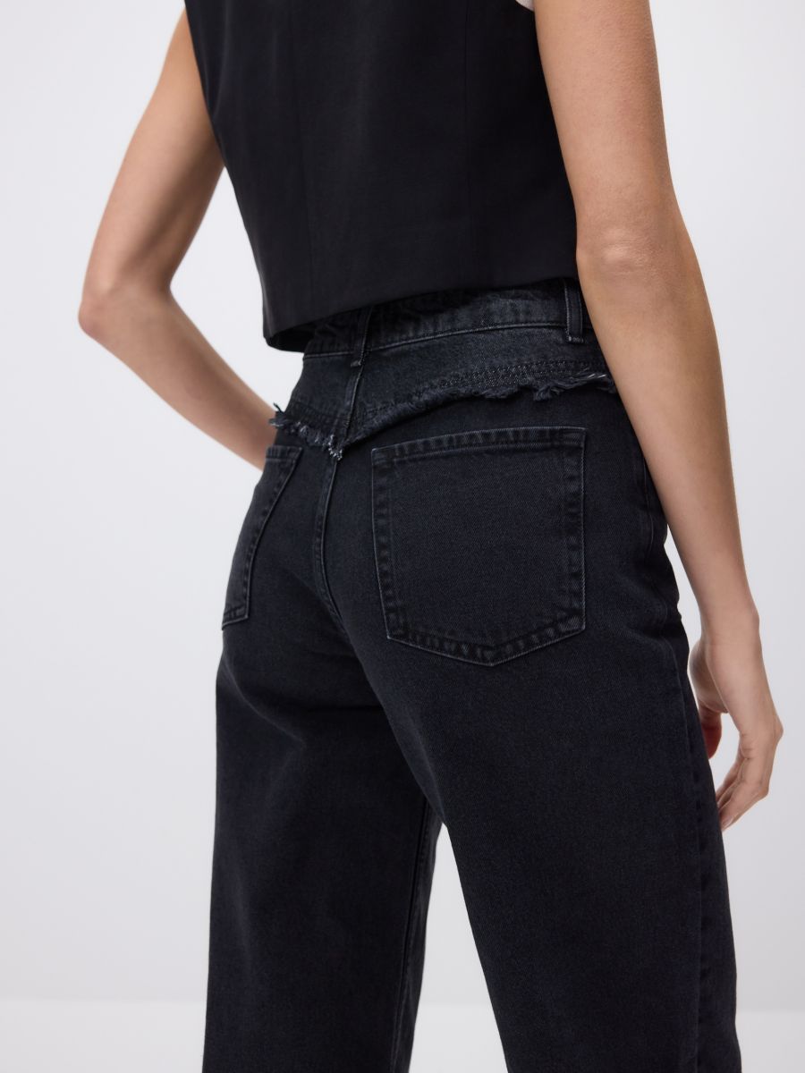 Straight jeans with stitching - black - RESERVED - 6