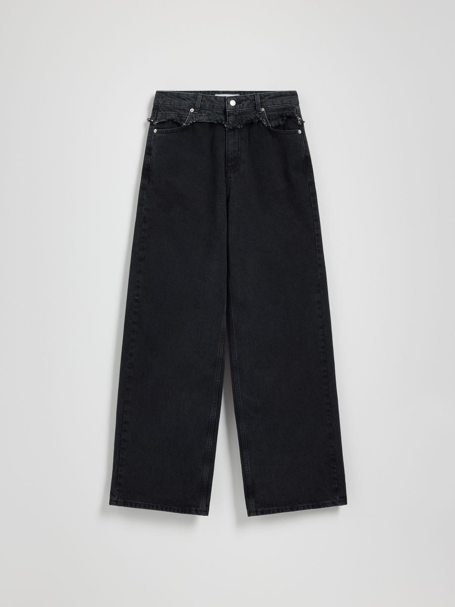 Straight jeans with stitching - black - RESERVED - 7