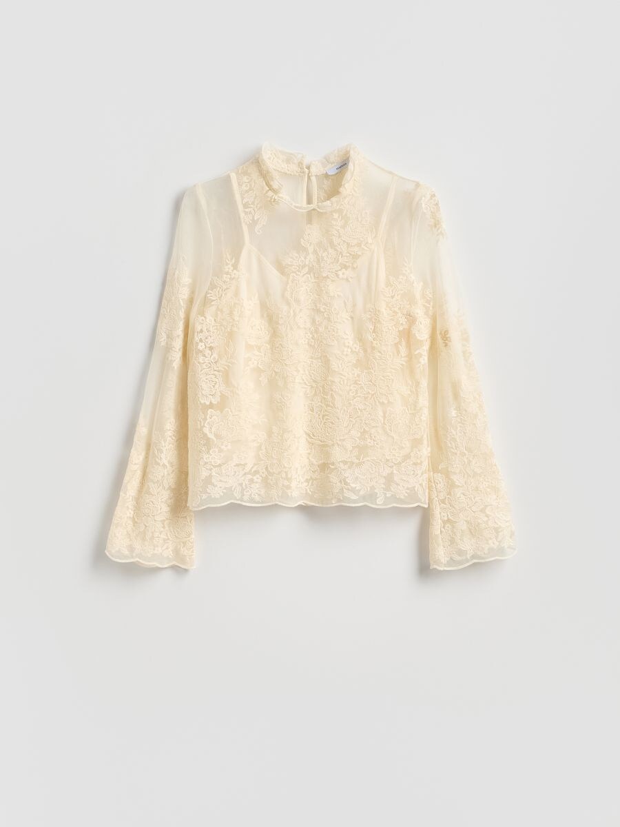 Topp med broderi - nude - RESERVED