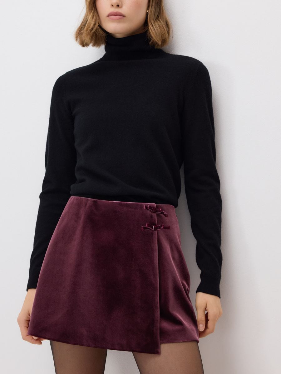 Nederdel-shorts med sløjfer - bordeauxrød - RESERVED