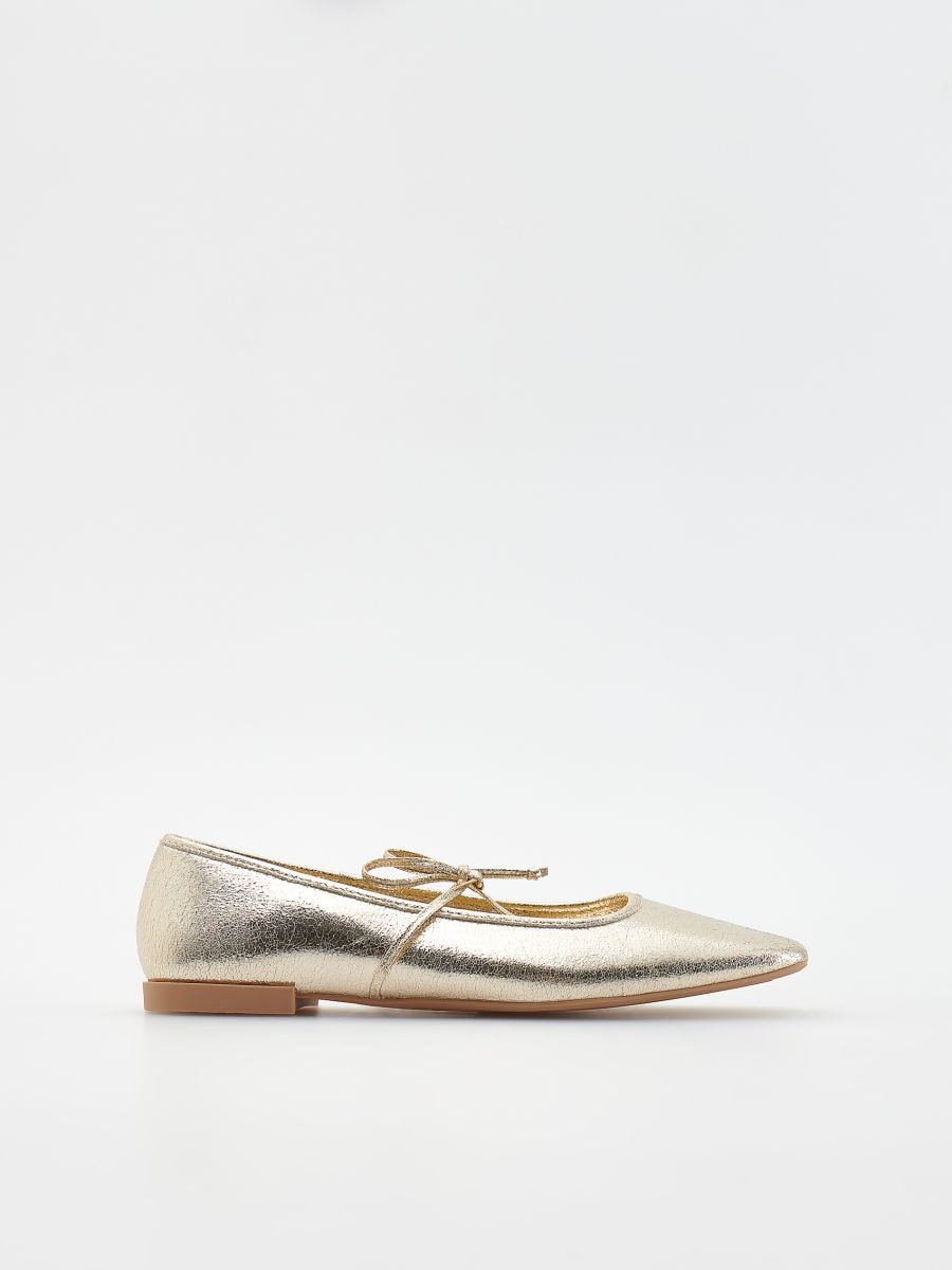 Ballerinaskor i läder - GULD - RESERVED - 2