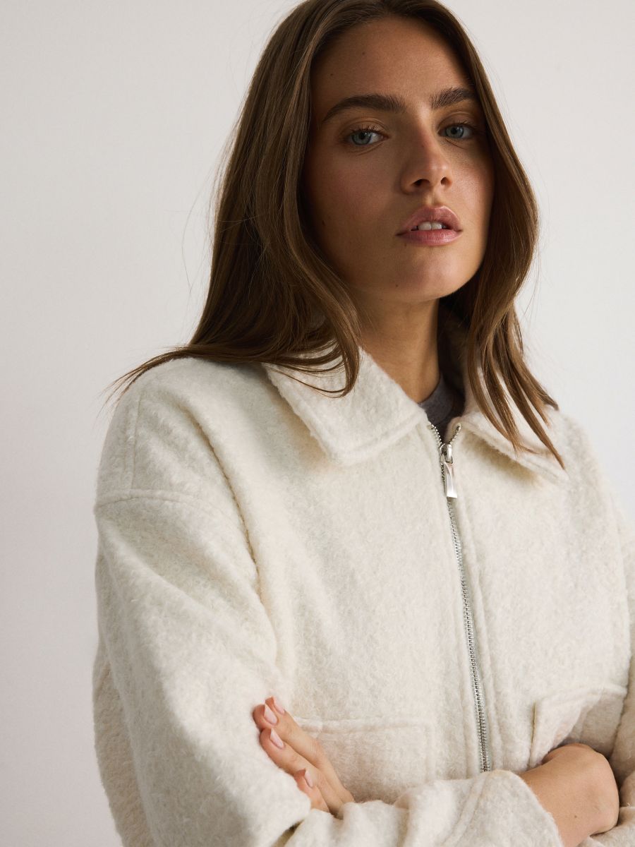 Plain oversize jacket - cream - RESERVED - 2