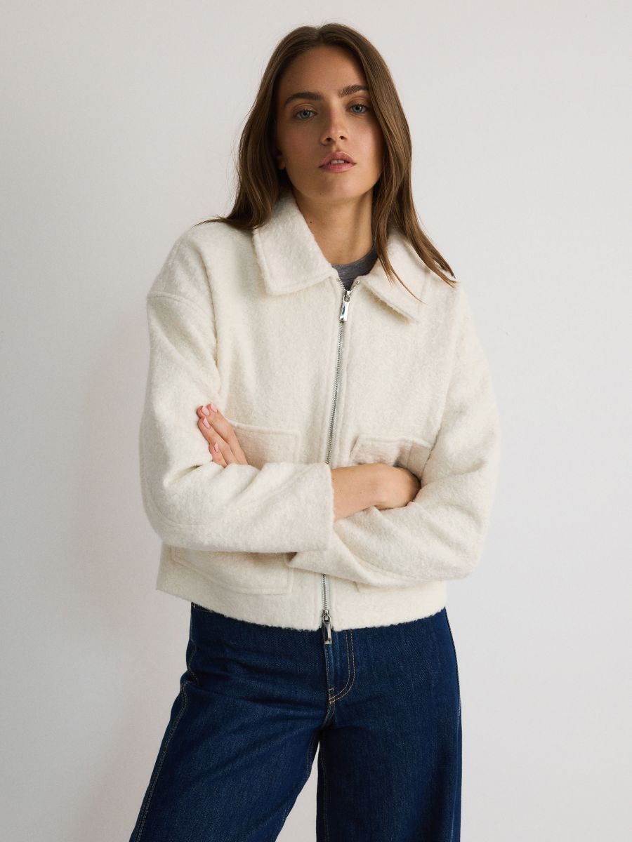 Plain oversize jacket - cream - RESERVED - 3