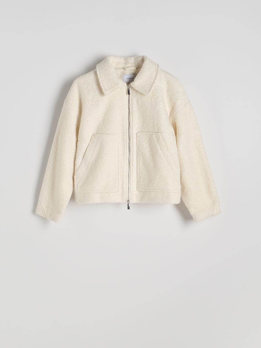 Plain oversize jacket - cream - RESERVED - 4