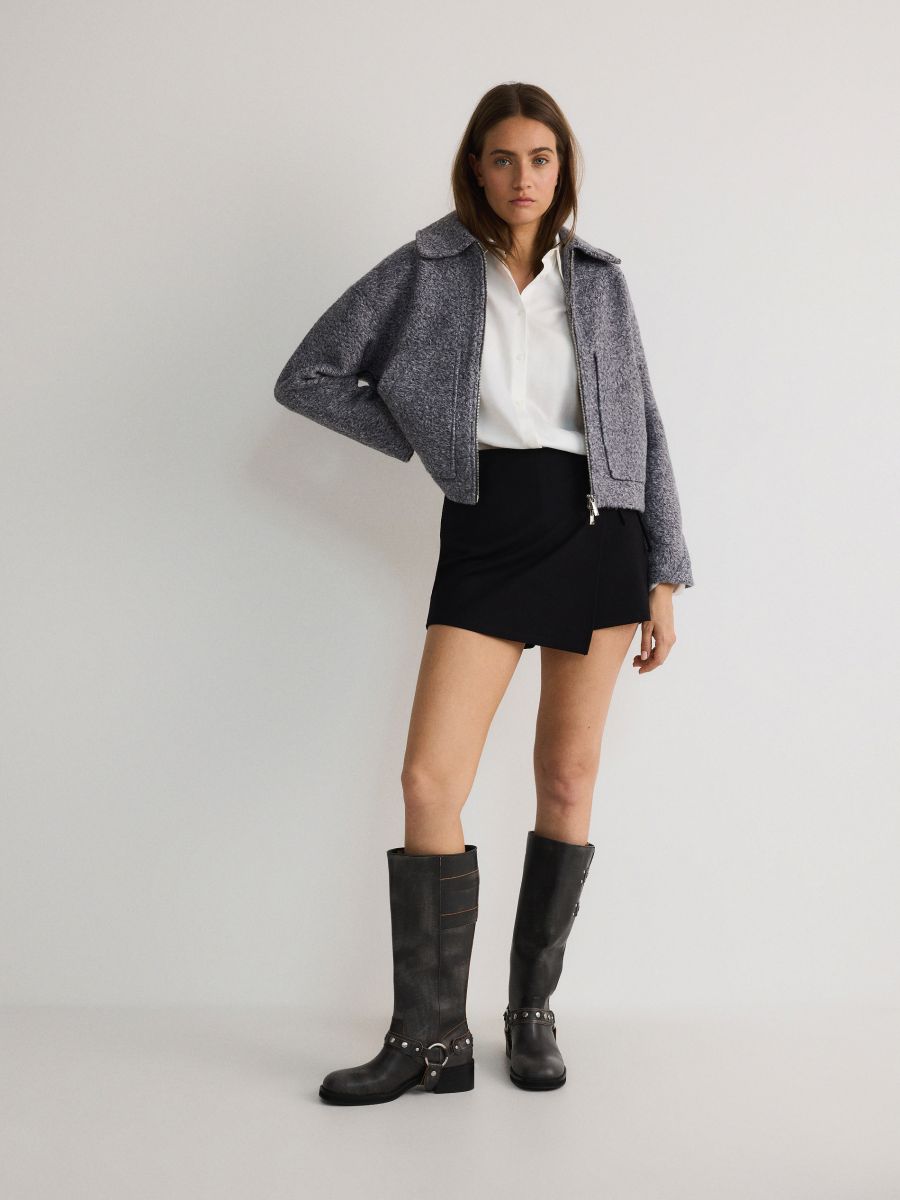 Plain oversize jacket - light grey - RESERVED - 2