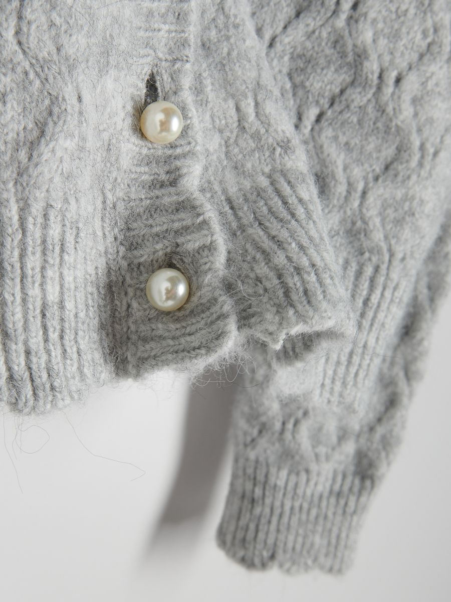 Openwork pattern cardigan - light grey - RESERVED - 5