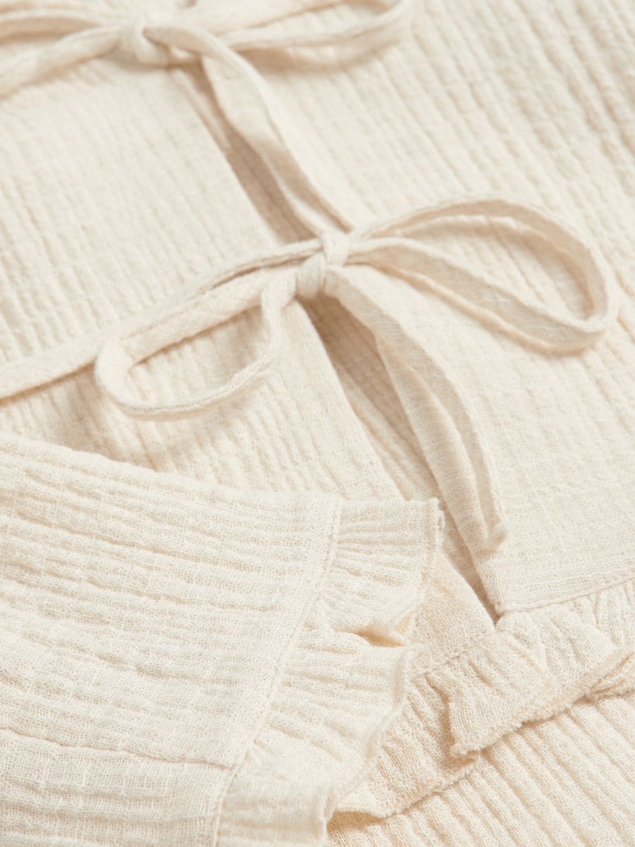 Tied linen-blend vest - beige - RESERVED - 2