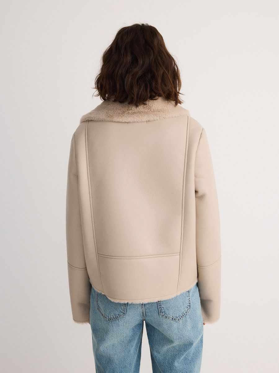 Jacket with faux fur lining - beige - RESERVED - 5