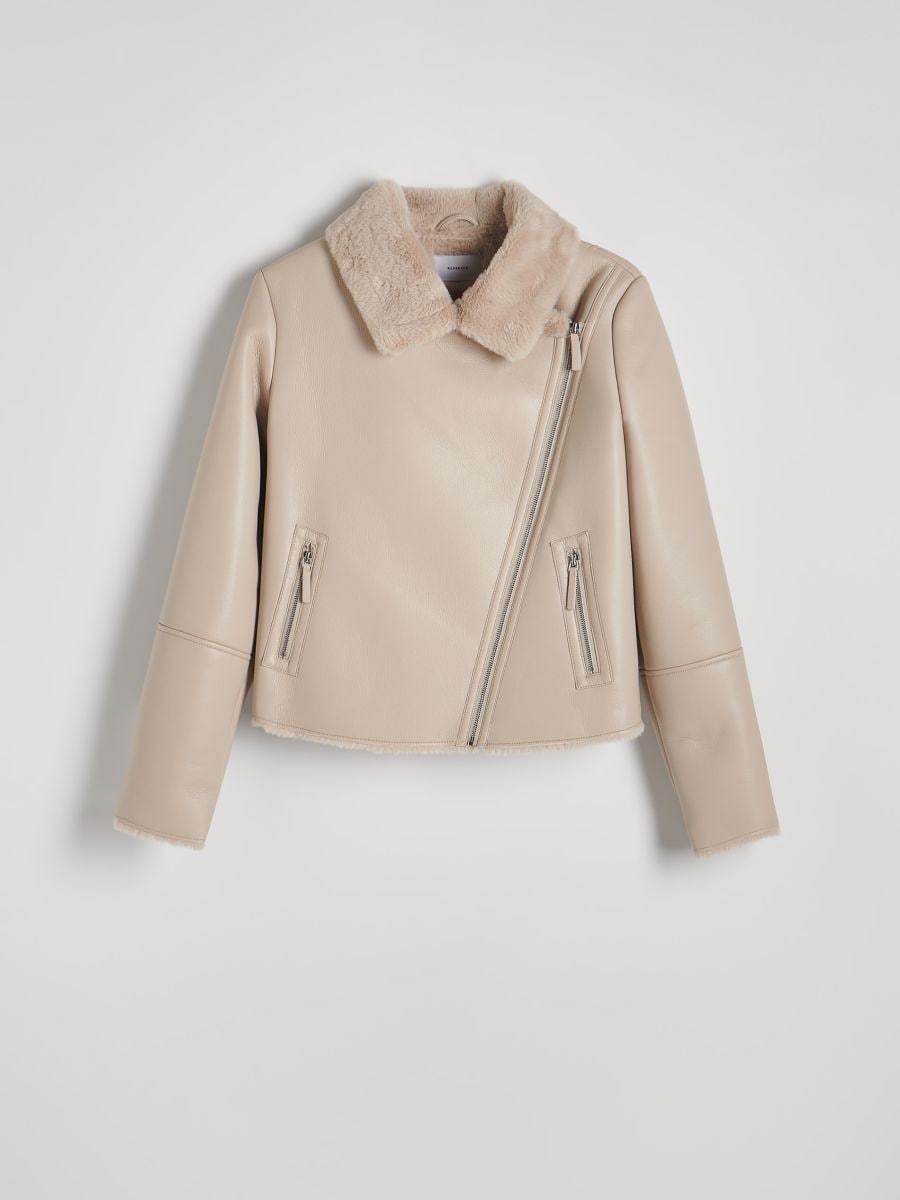 Jacket with faux fur lining - beige - RESERVED - 6