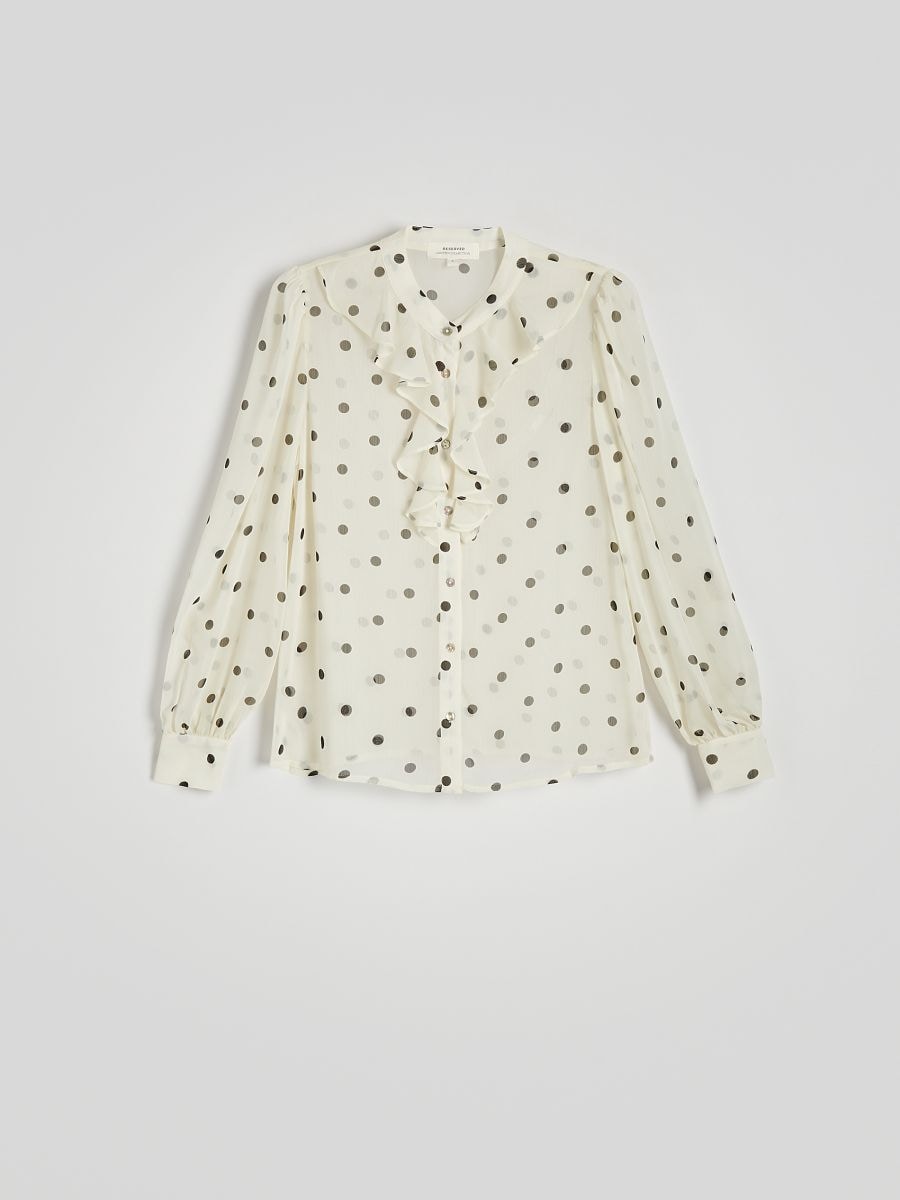 Shirt with ruffle detail - multicolor - RESERVED - 5