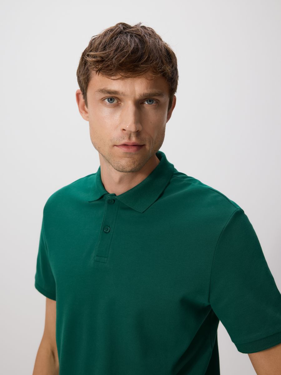 Regular fit polo majica - zelena - RESERVED