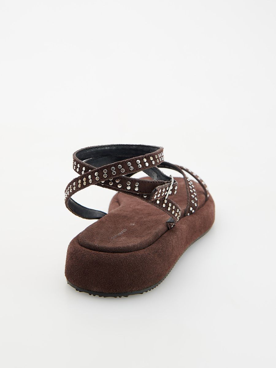 Sandalen mit hohem Lederanteil mit Riemchen Farbe dunkelbraun 