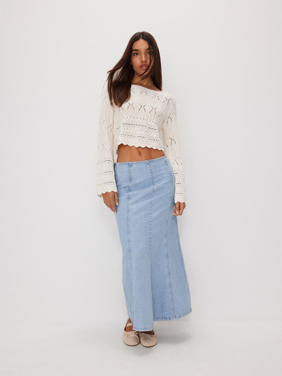 Cropped openwork jumper - nude - RESERVED