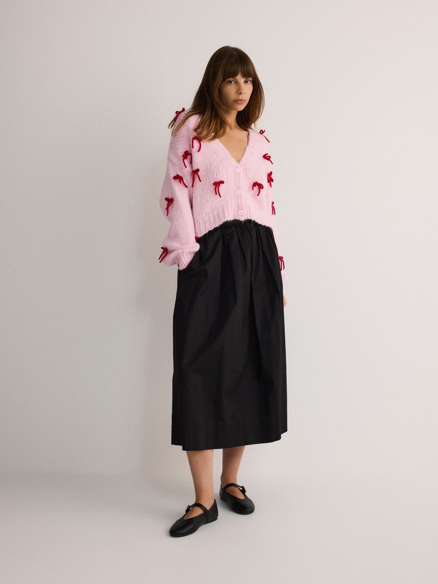 Cardigan with bow ties - pink - RESERVED - 3