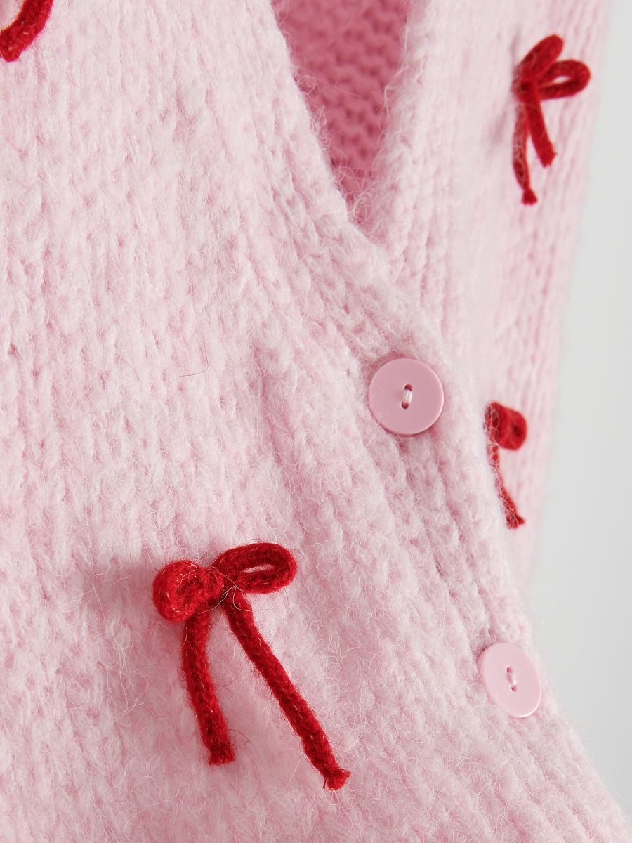 Cardigan with bow ties - pink - RESERVED - 6