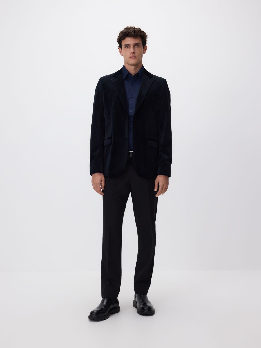 Super slim fit plain shirt - navy - RESERVED