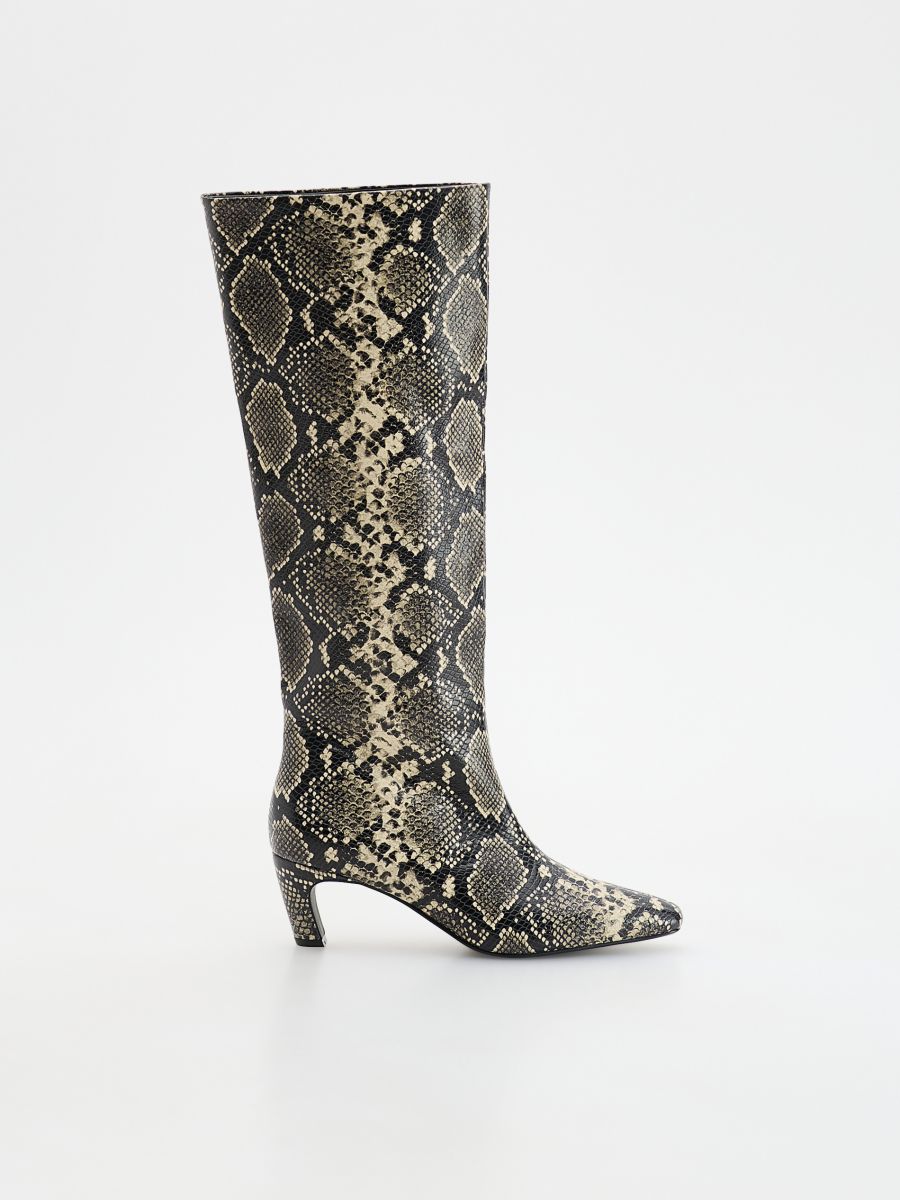 Hohe Stiefel aus Leder - bunt - RESERVED