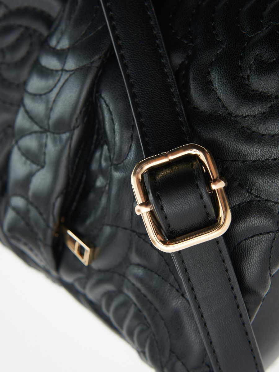 Backpack with decorative stitching - black - RESERVED - 4