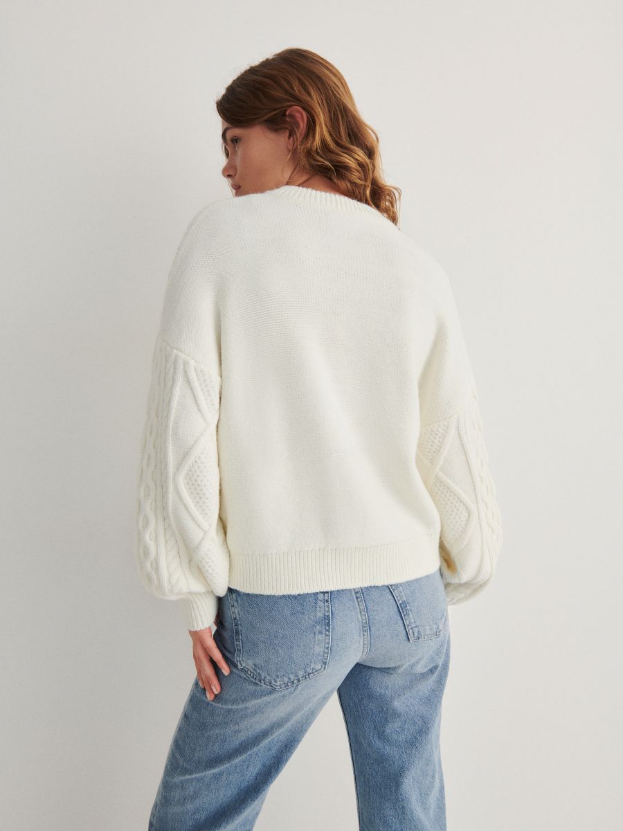 Pullover mit Zopfmuster - creme - RESERVED - 4