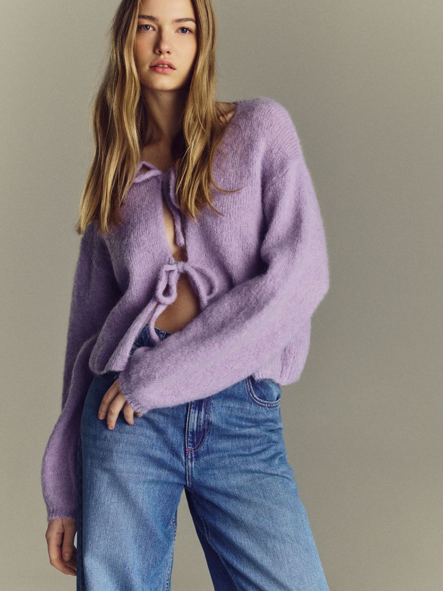 Strickjacke aus Alpaka-Wollmischung - lavendel - RESERVED