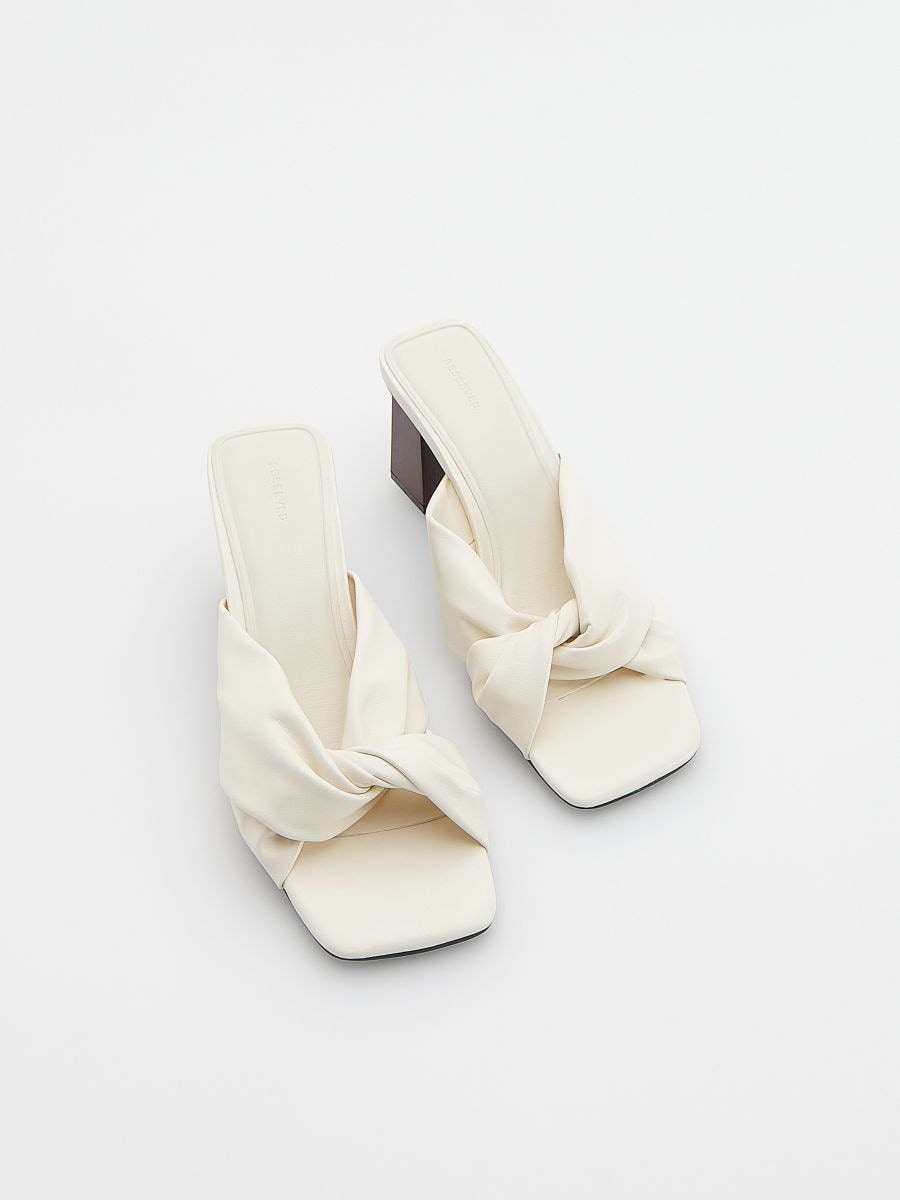 Heeled mule sliders - cream - RESERVED - 3