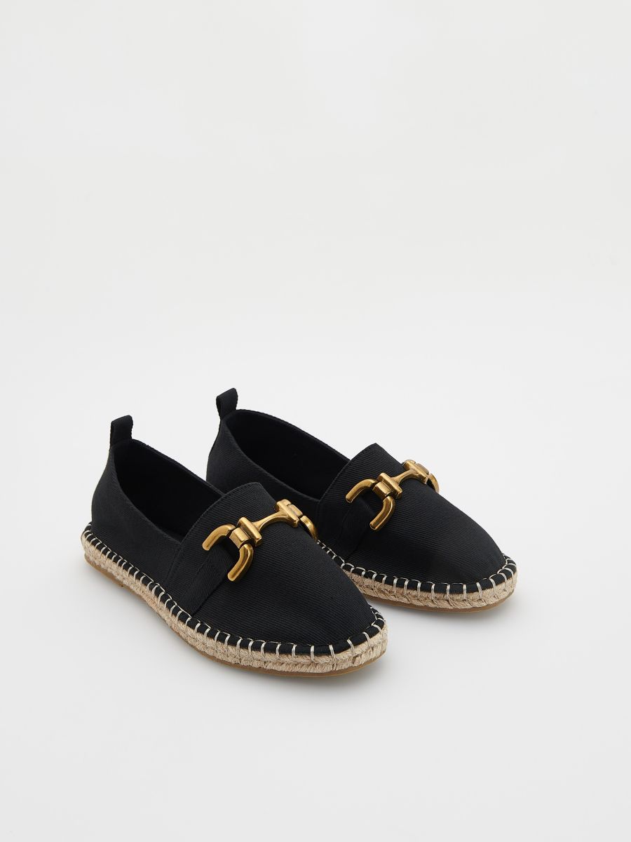 Espadryle z ozdobnym elementem - czarny - RESERVED - 2
