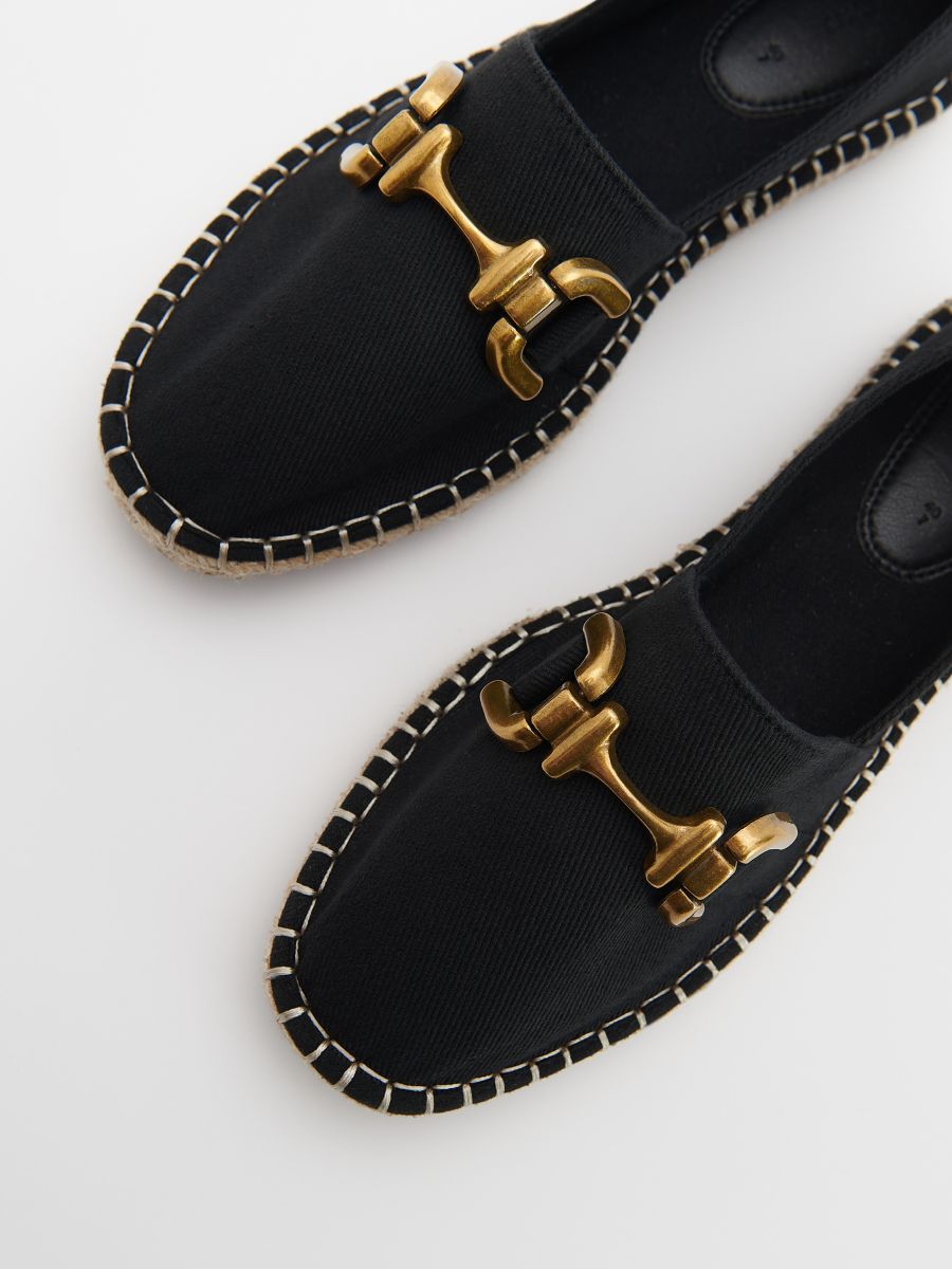 Espadryle z ozdobnym elementem - czarny - RESERVED - 4