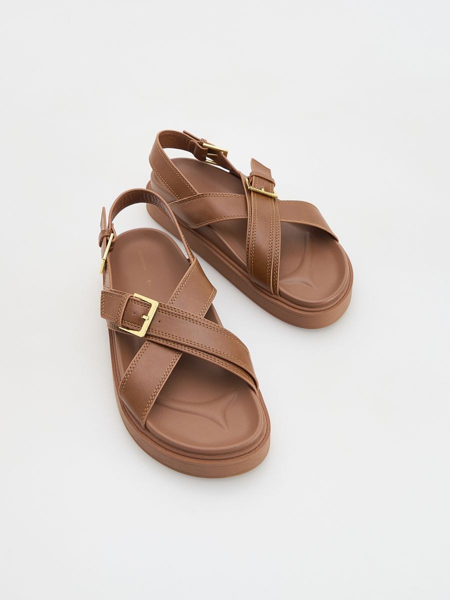 Leren sandalen met gespen - GOUDBRUIN - RESERVED - 3
