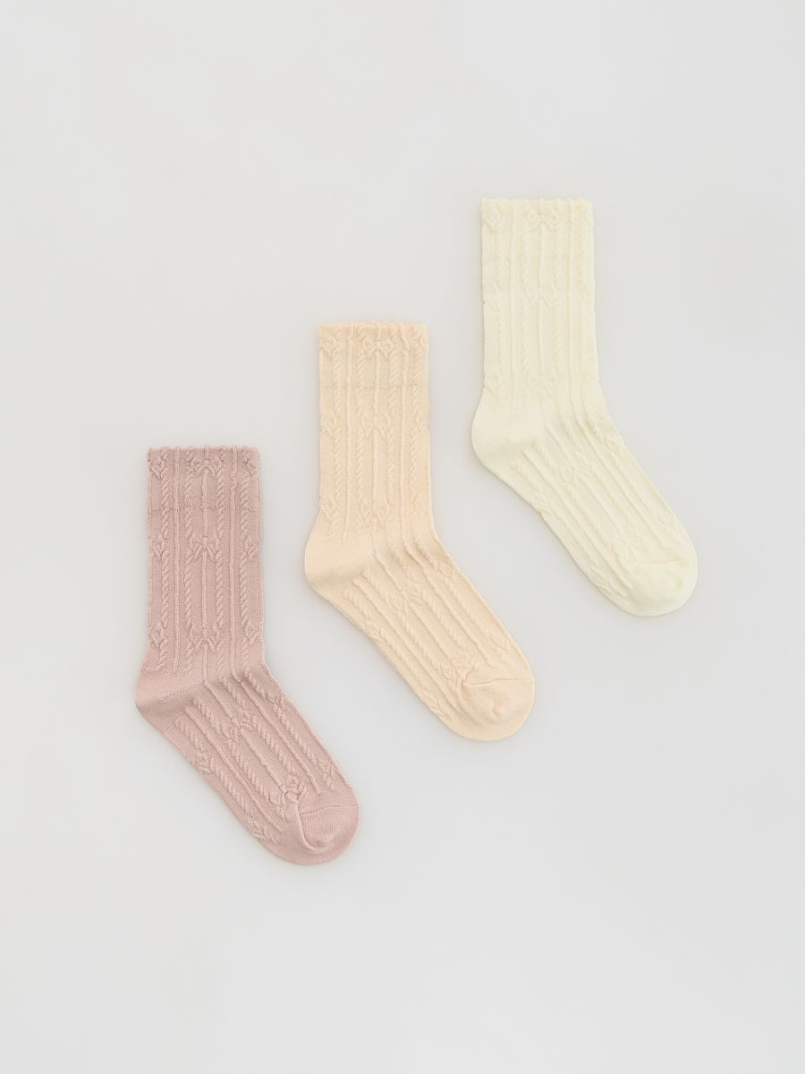 Socken mit hohem Viskoseanteil, 3er-Pack - creme - RESERVED