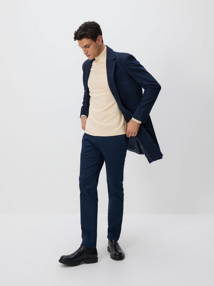 Chino slim cotton rich trousers - navy - RESERVED