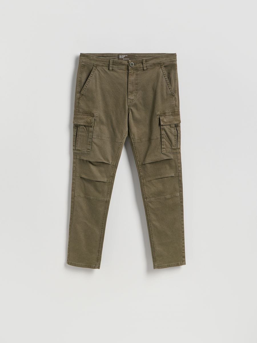Slim cargo pantalone - braonkasto zelena - RESERVED