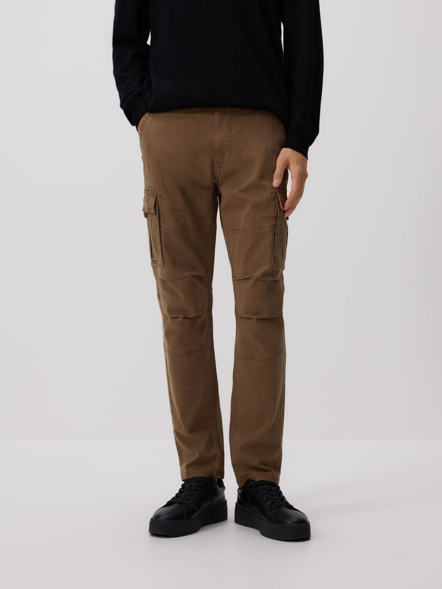 Slim fit cargo hlače - boja kave - RESERVED