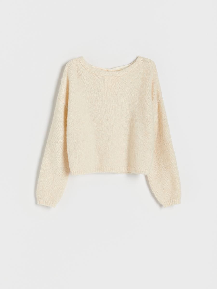Sweter z ozdobnym wiązaniem - kremowy - RESERVED