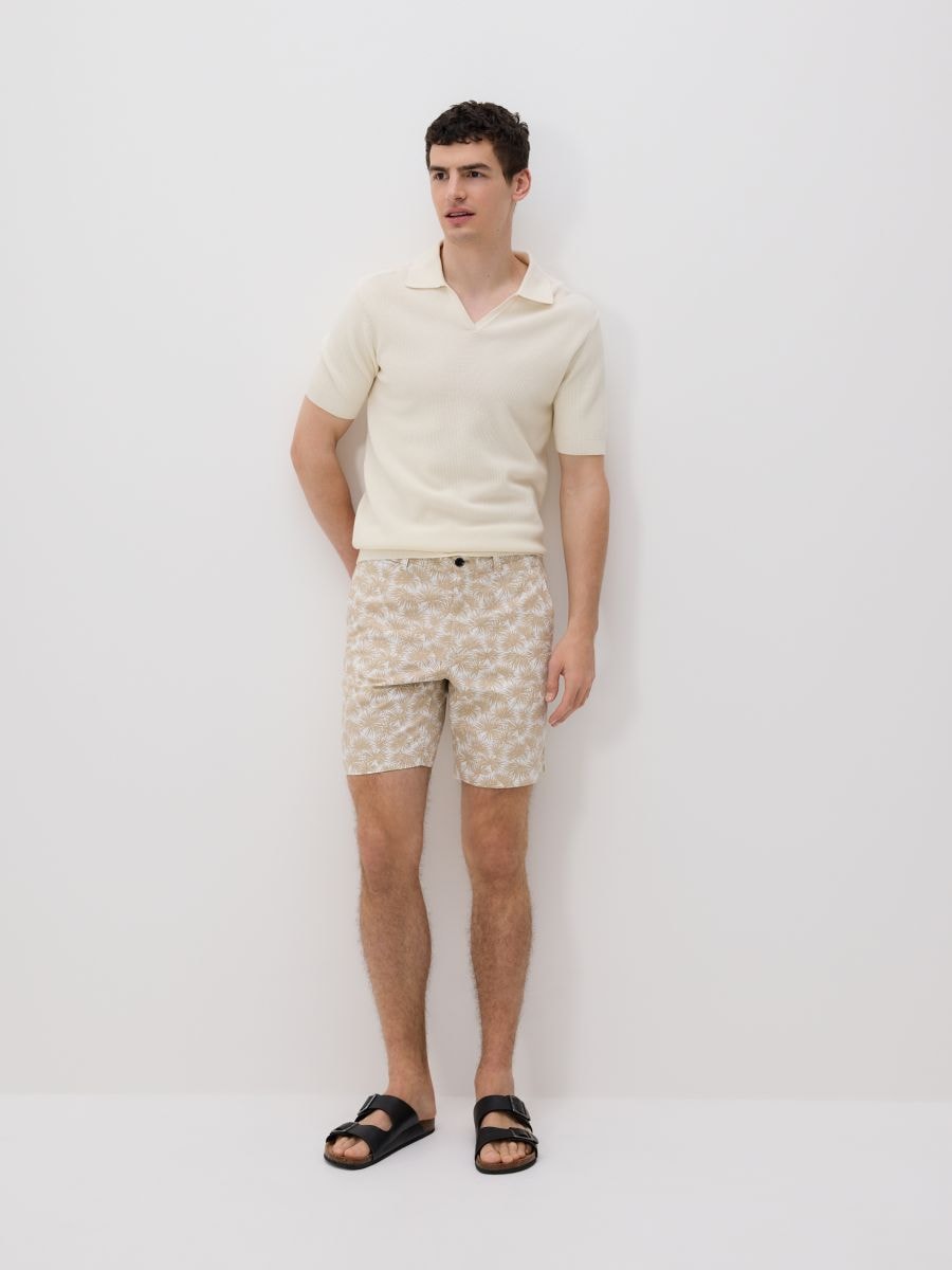Patterned regular shorts - beige - RESERVED - 2