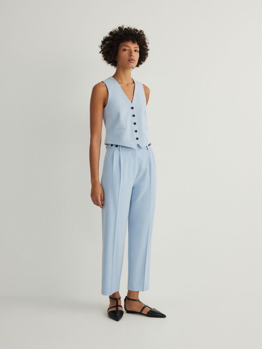 Cigarette trousers with pressed crease - light blue - RESERVED