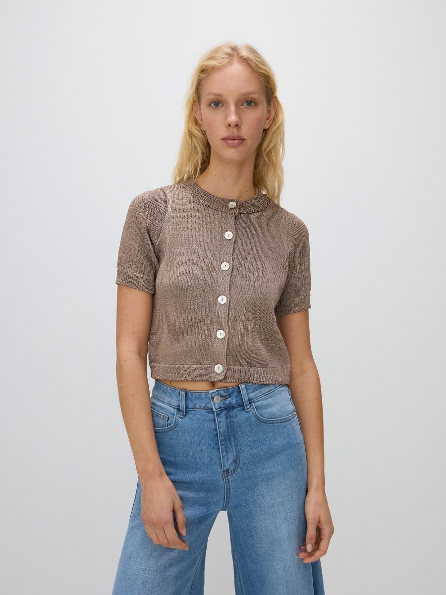 Sweter z krótkim rękawem - złoty - RESERVED - 3