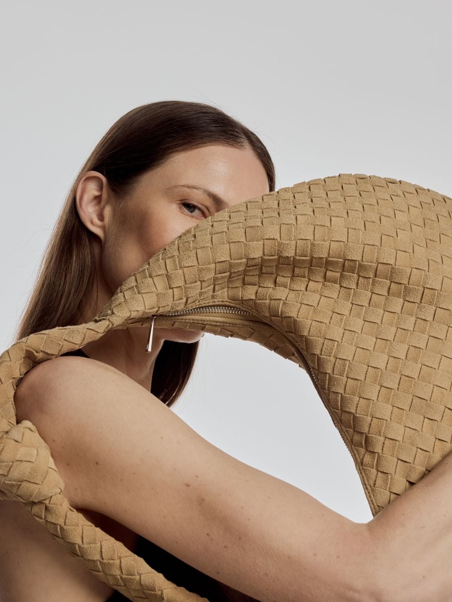 Openwork flared trousers - mustard - RESERVED - 2