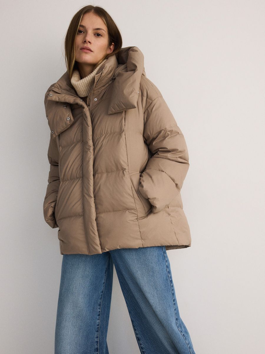Oversize down-filled jacket COLOUR beige - RESERVED - 602AY-08X